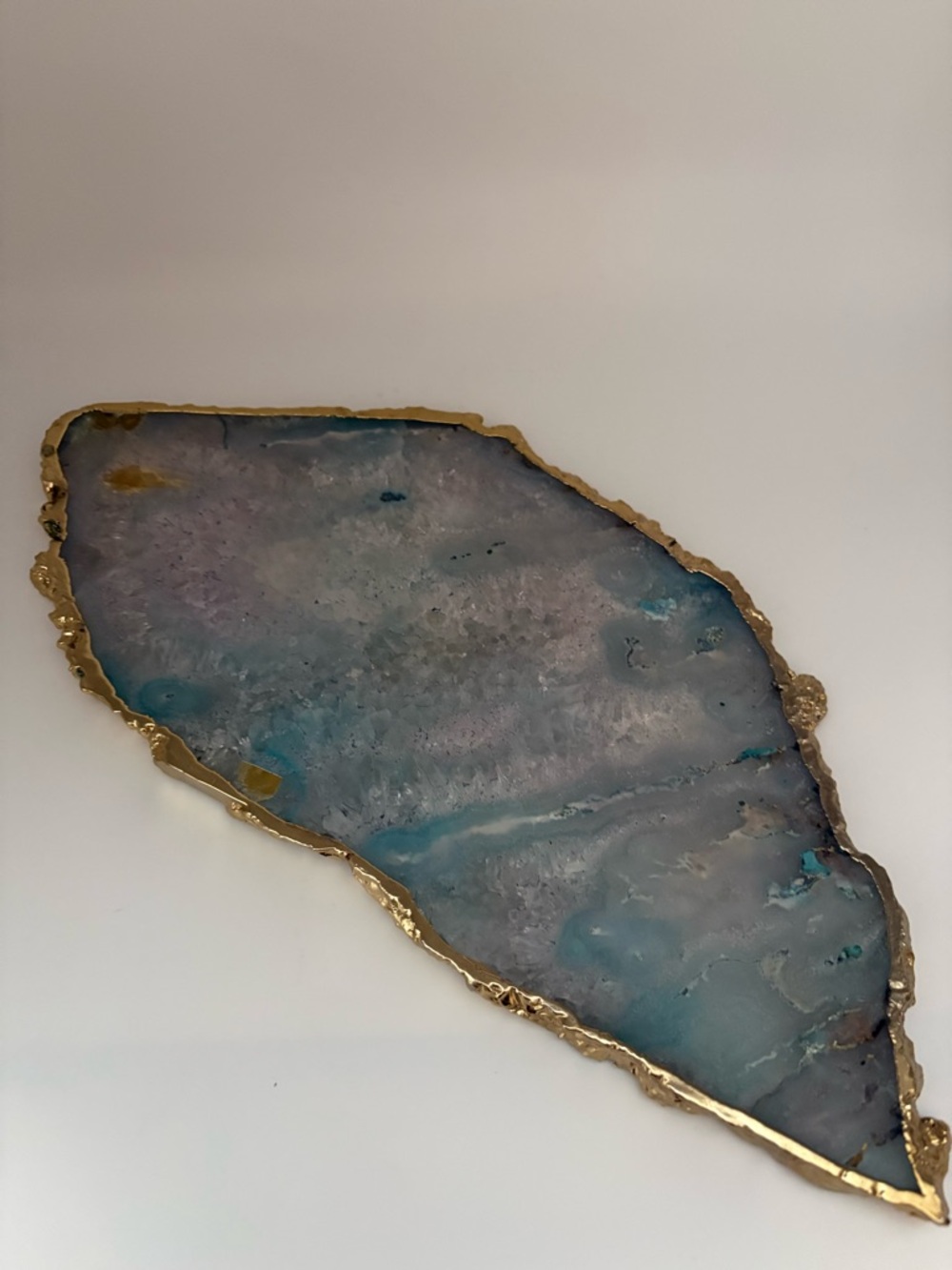 Anthropologie Gilded Agate Blue Quartz Cheese Serving Tray Platter New - Picture 2 of 13